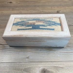 Wood Keepsake Box with a Handwoven fine wool yarn design.